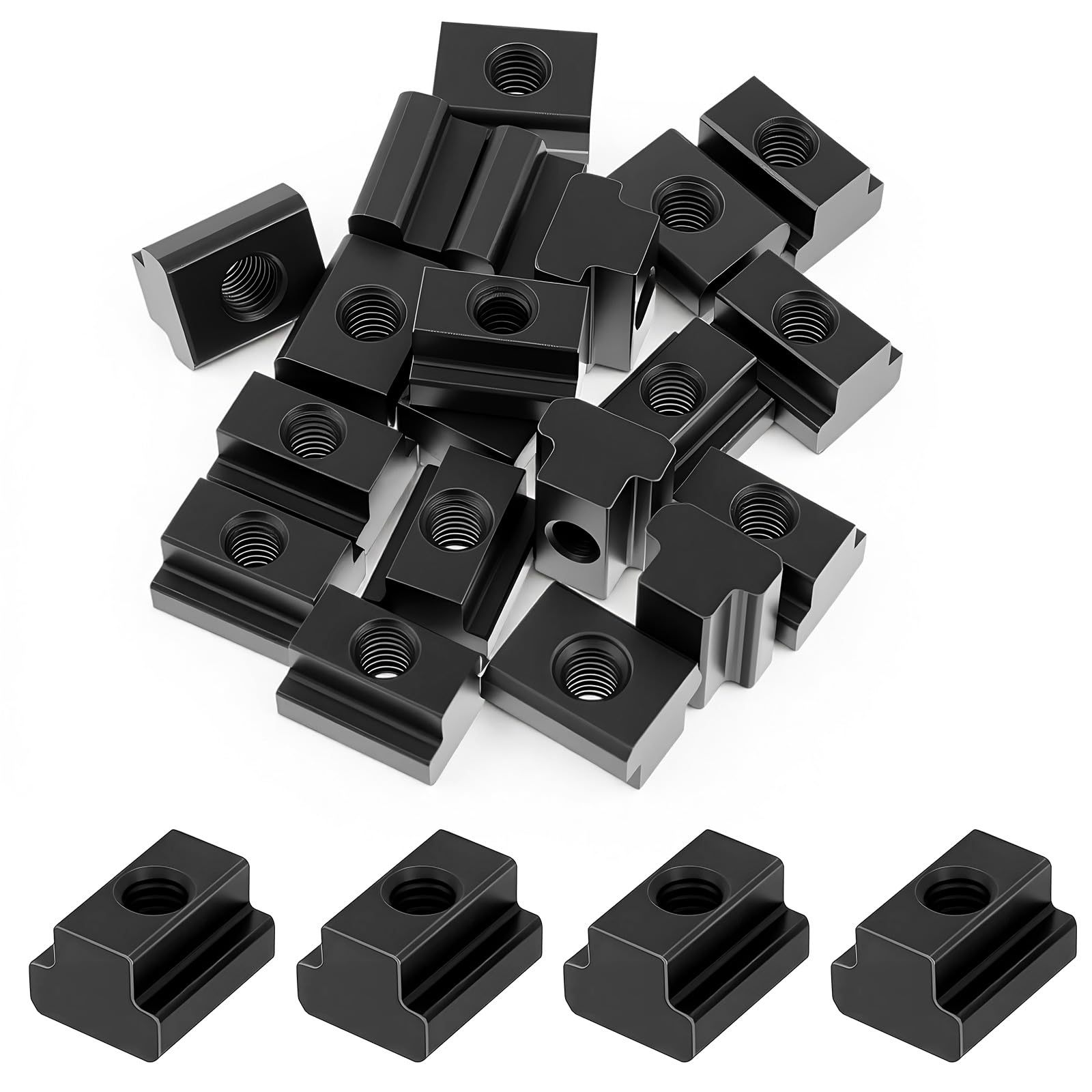 M6 T-Slot Nuts - 20 Pack, Black Oxide -1