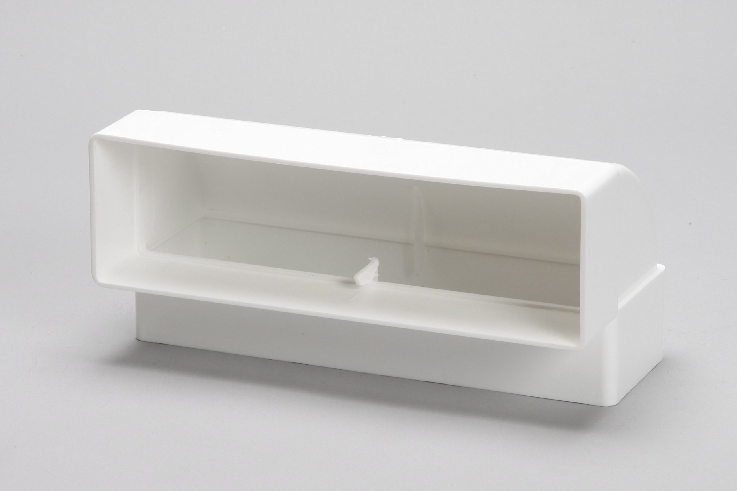 Naplesuk White 204Mm X 60Mm Rectangular Flat Channel Ducting 90º Vertical Bend - Plastic