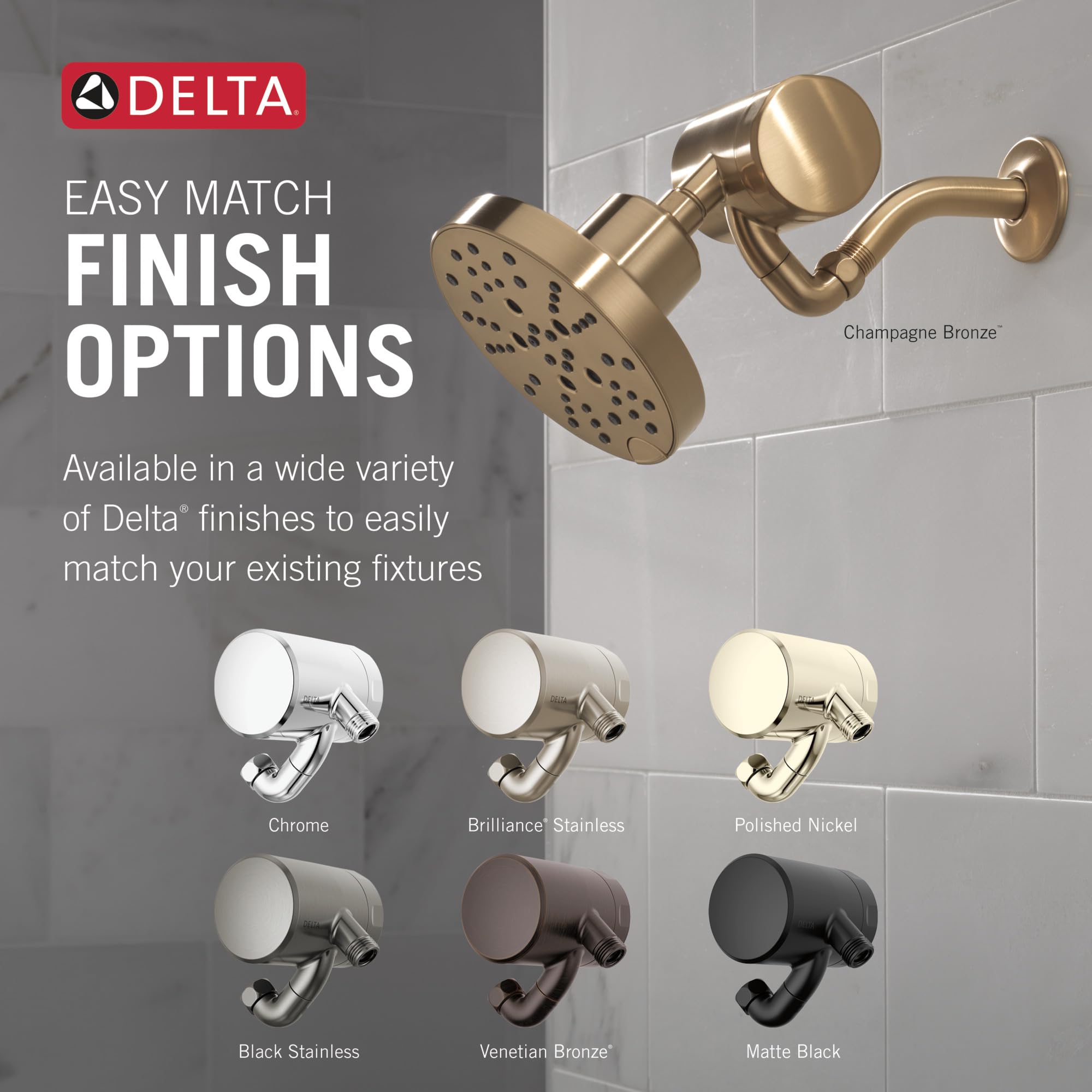 Delta Faucet Clarifi - Accesorio de filtro de ducha premium con filtro, filtro de ducha de agua dura, filtro de cabezal de ducha, cromado 5SF100