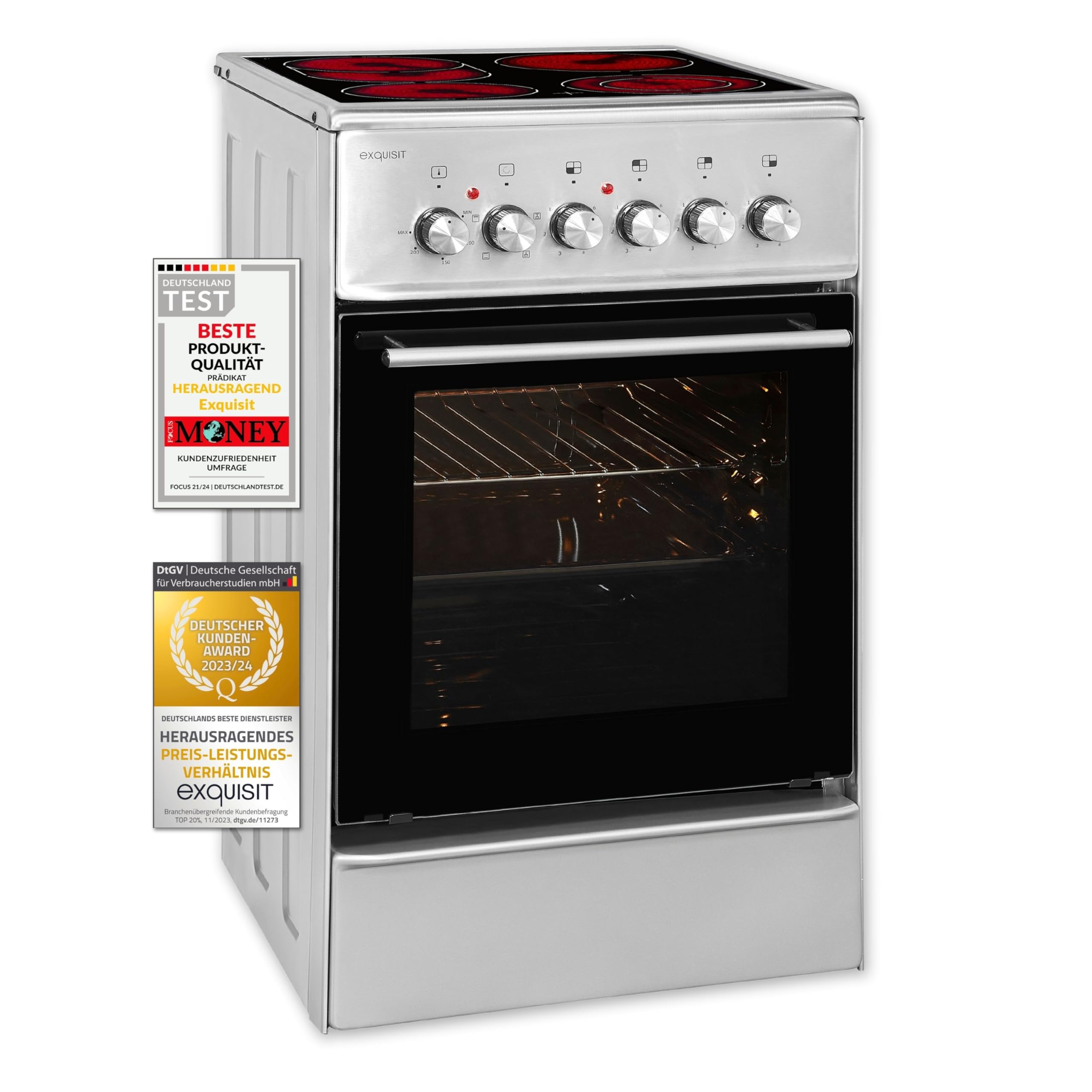 Exquisit Standherd ECM 5-4.1 50 cm Inox Umluft Grill Energieeffizienzklasse A