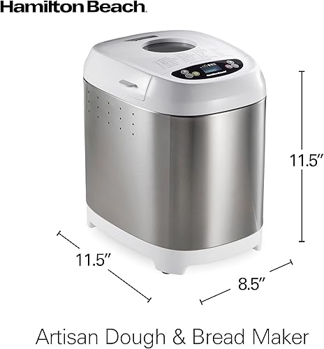 Miniatura 8 de Hamilton Beach Máquina eléctrica digital para hacer pan artesanal y sin gluten, capacidad de 2 libras, 14 ajustes, blanco y acero inoxidable (29987)