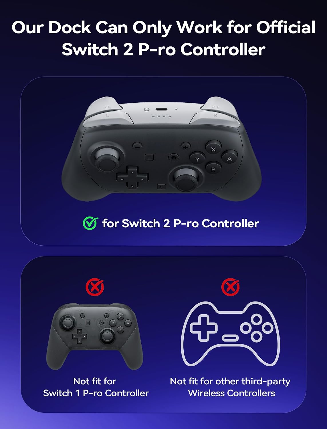 JSAUX 5-in-1 Charging Dock for Switch 2 Pro Controller & Switch 1/2 JoyPads | 5 Charging Ports, 2.5H Fast Charge, 3-Color LED Status, 8 Game Card Slots, PC+ABS, Foldable