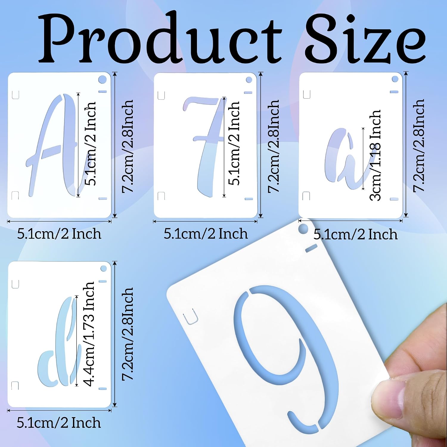 Letter Stencils Interlocking Stencil Kit Reusable Boutique Calligraphy Stencil Includes Upper and Lowercase Letters Numbers Symbol for Painting on Wood,Wall,Fabric,Glass,Paper(2 Inch)
