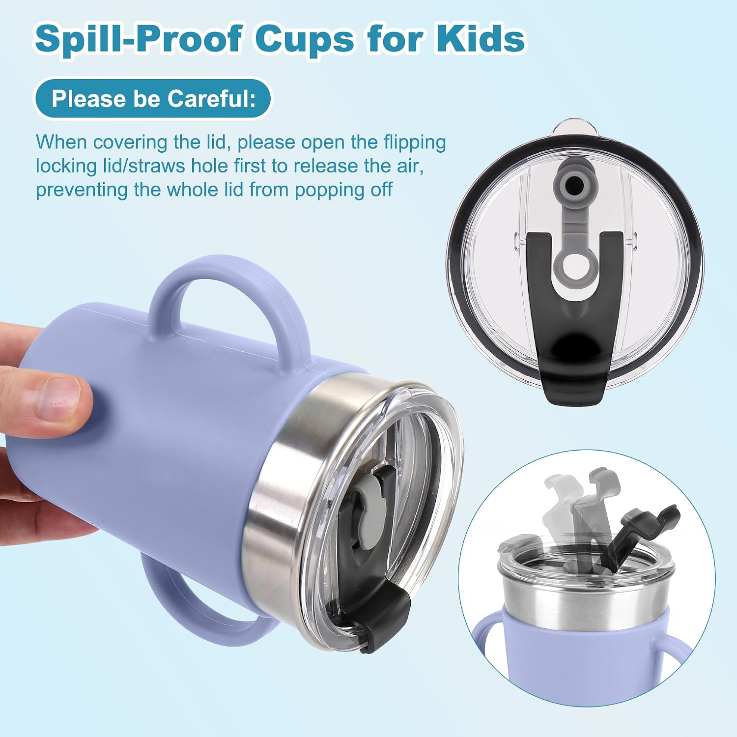 12oz Stainless Steel Kids Cups with Handle for Toddlers, 4 Pack