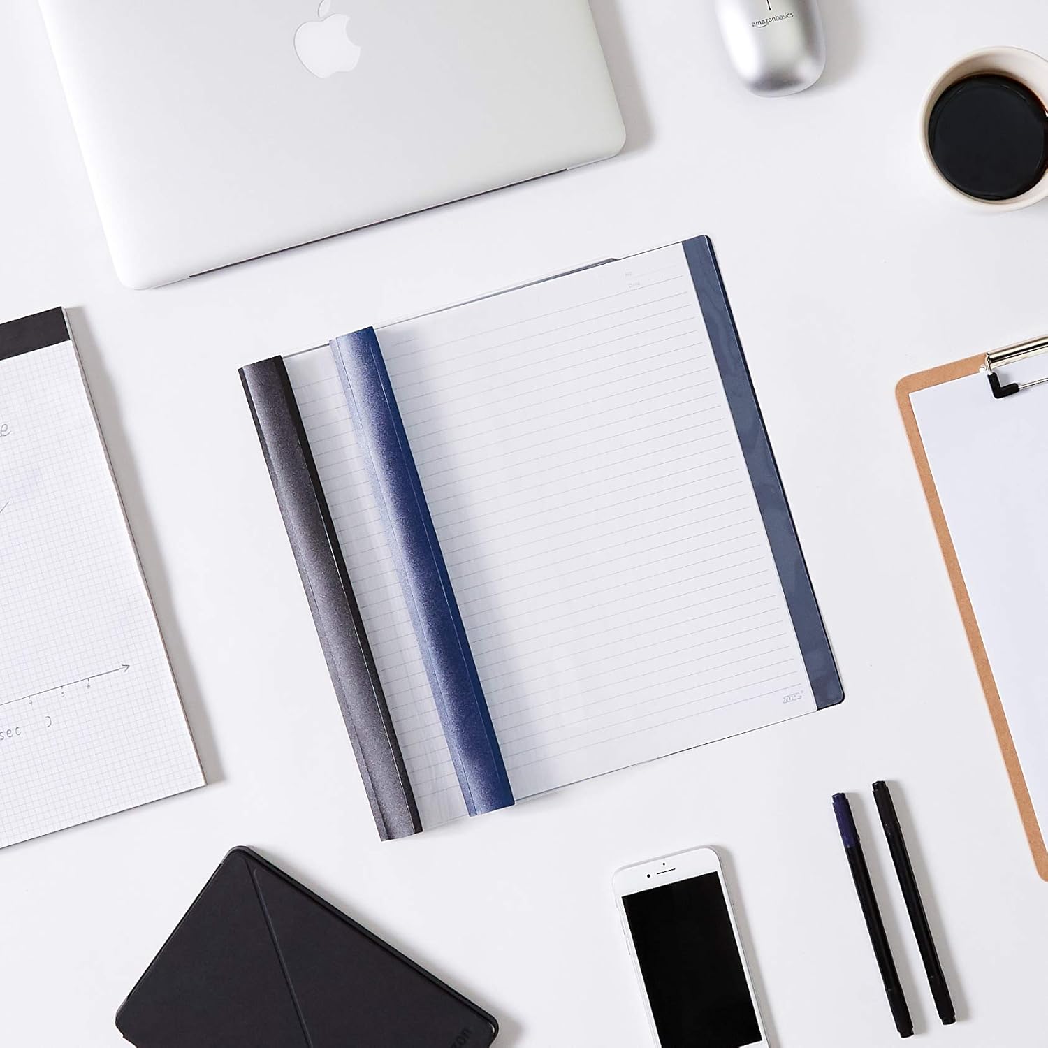  Basics Letter Size Clear Front Poly Report Cover with Metal Prong - 25-Pack, Assorted Black and Navy : Office Products