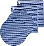 4 Silicone Trivet Mats, Non Slip Durable Pads for Hot Dishes, Bowls & Pans, Easy to Wash &...