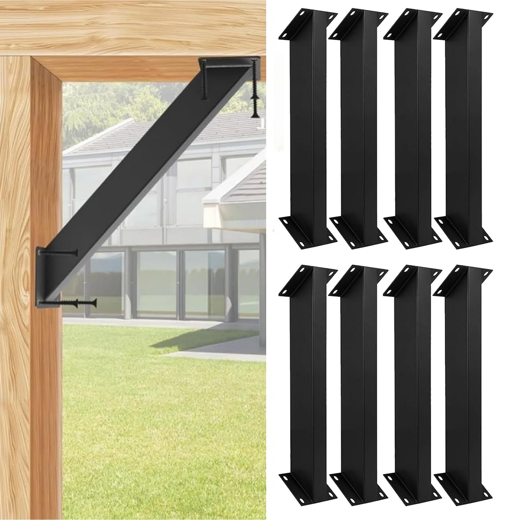 LQSYBHD 45 Degree Angle Support Bracket Pergola Kit Heavy Duty Connector Brace Bracket Kit Angle Corner Braces Inside Joint for wooden posts and beams office ledge pergola(Size:8pcs)