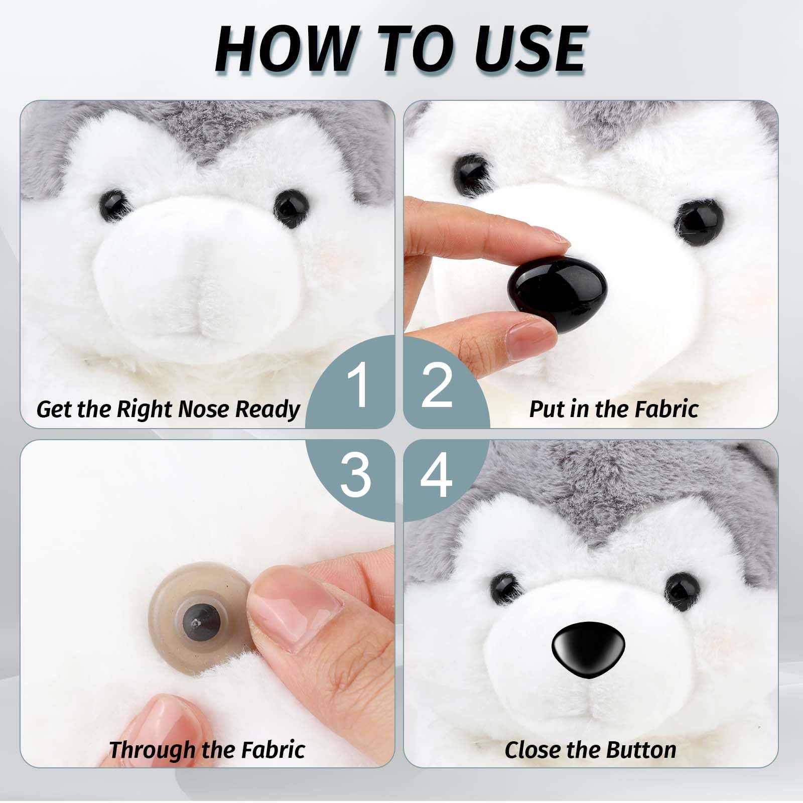 Nez De Sécurité Pour Peluches - 100 Pièces En Plastique, Différentes Tailles - Pour Création De Poupées Et Jouets DIY