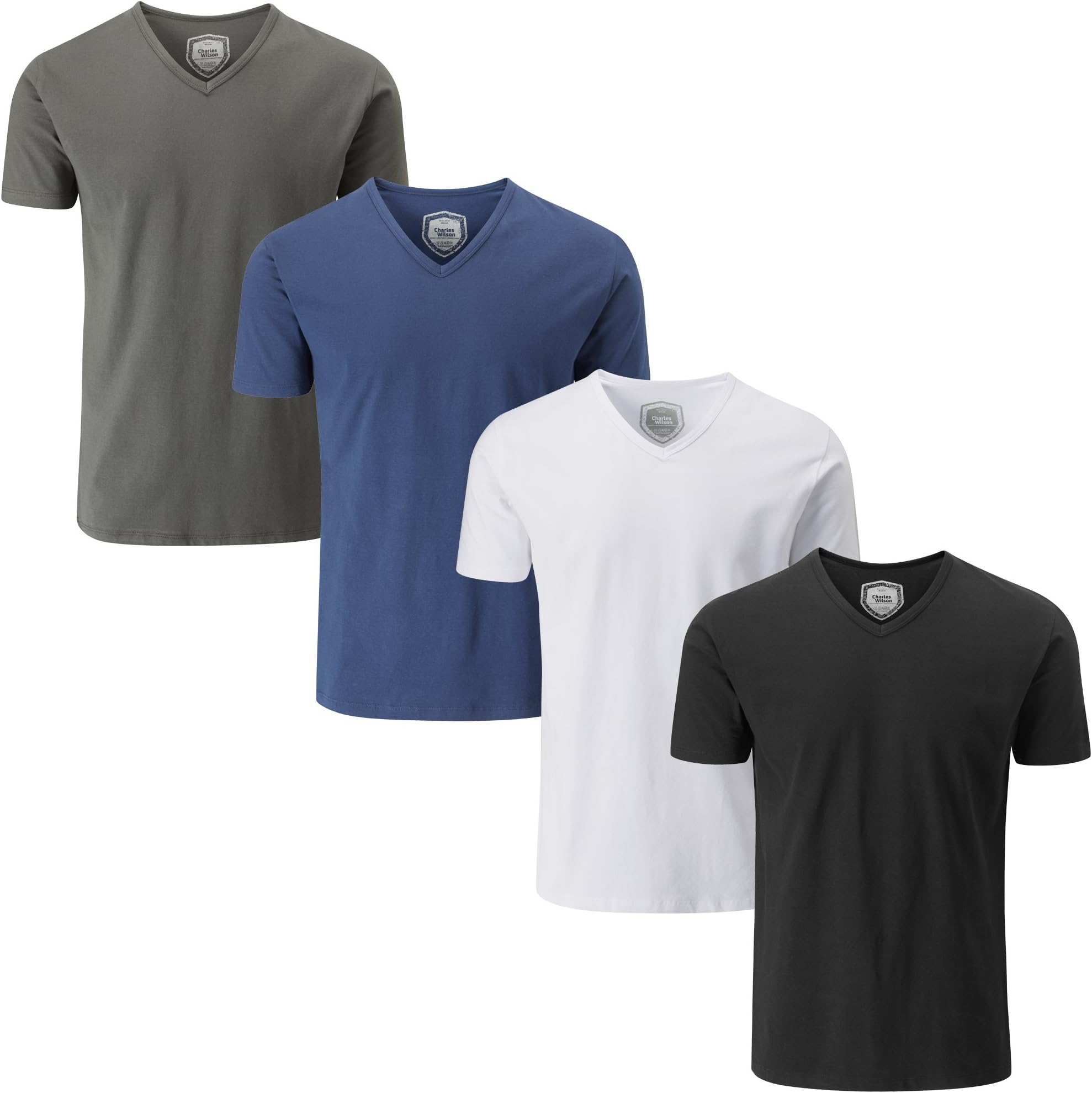 Charles Wilson4 Pack Men's Comfort Stretch V-Neck T-Shirt