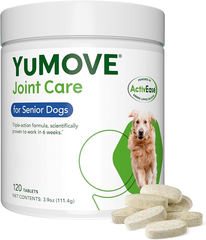 YuMOVE Senior Dog Joint Supplement, Essential Hip & Joint Support for Older Dogs with Glucosamine, Chondroitin, Green Lipped Mussel, Aged 8+, 120 Tablets, Packaging May Vary
