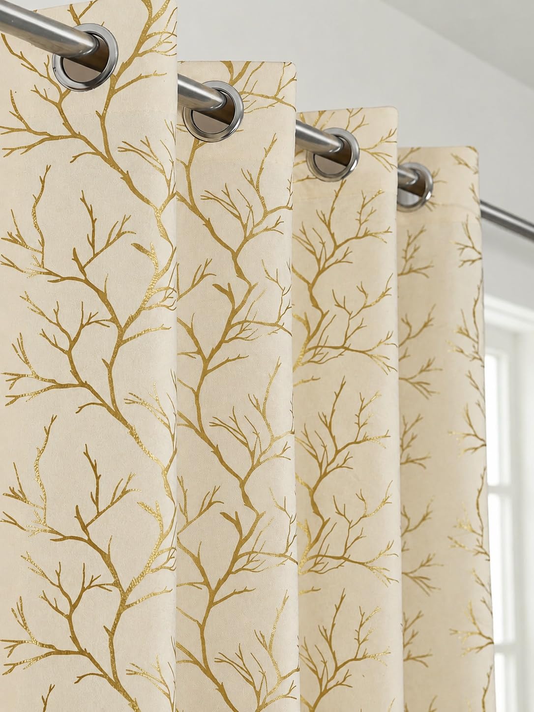 Teal Velvet Foil Curtains - 6ft Long, Easy Install -6