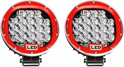 185W LED Spot Work Light for Offroad SUV 4X4 Truck, Red, with Mounting Bracket (2 x 96W LED Spot Work Light)