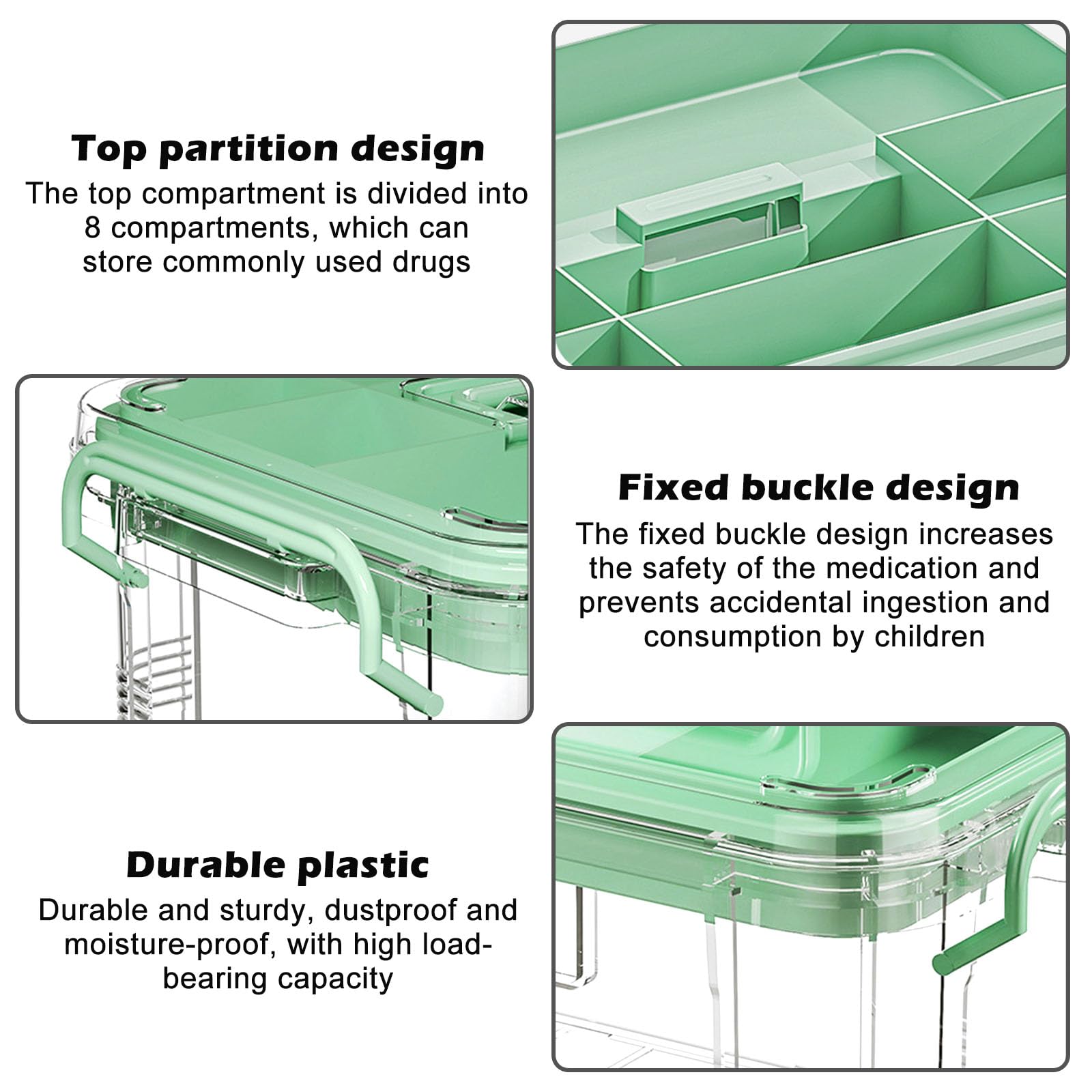 AiMeiteng Scatola medicinali, Porta medicine casa scatola, 2 strati medicine box, multifunzione Organizer per medicinali, per pronto soccorso,medicinali, per la casa, all'aperto