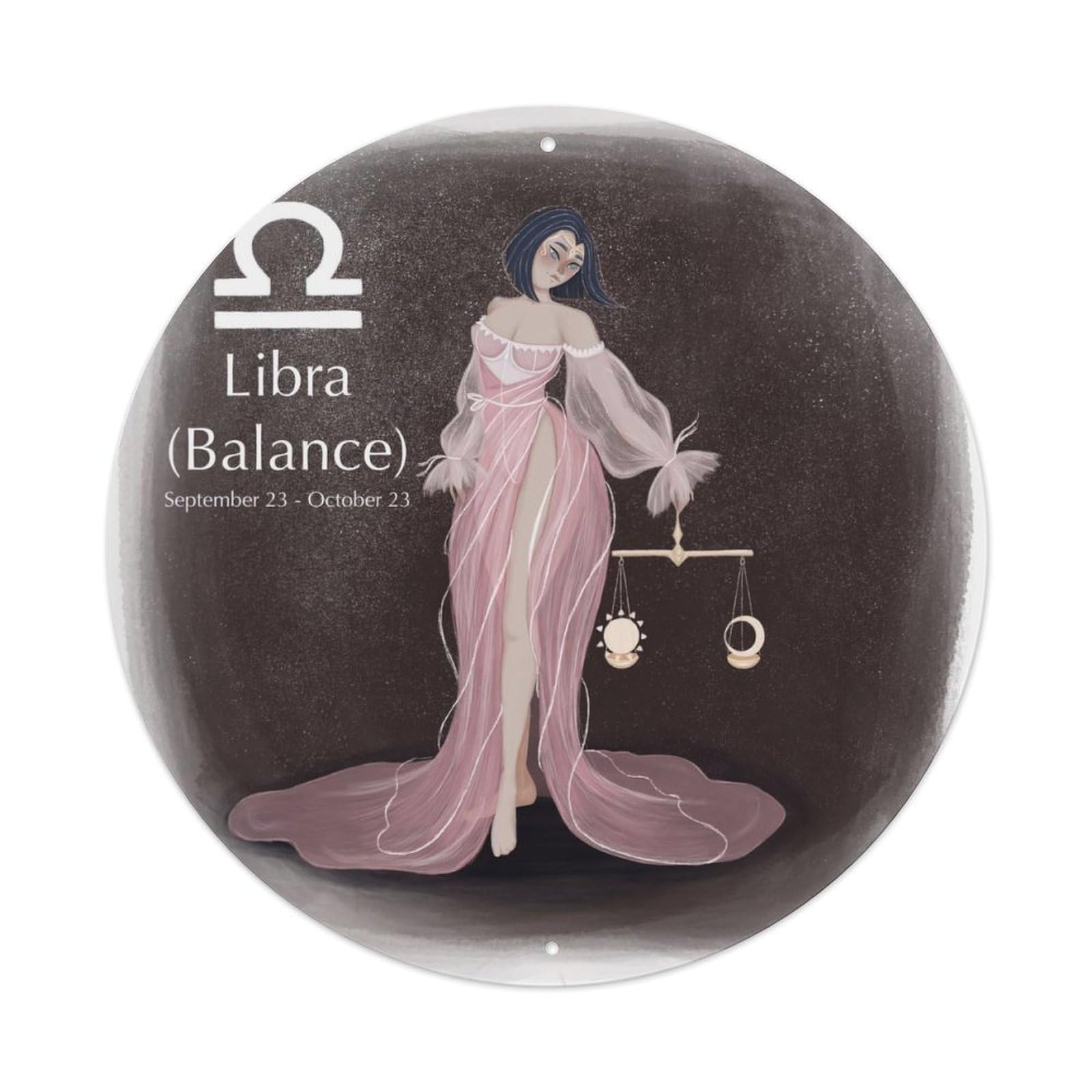 Twelve Constellations Poster Libra Vintage Metal Tin Sign Plaque Wall Decor for Cafe, Club, Garden Round Metal Poster 8x8Inch