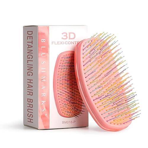 Cepillo desenredante de cabello húmedo para cabello rizado o lacio, mango ergonómico desenredante con cerdas de nailon ultra suaves de doble capa
