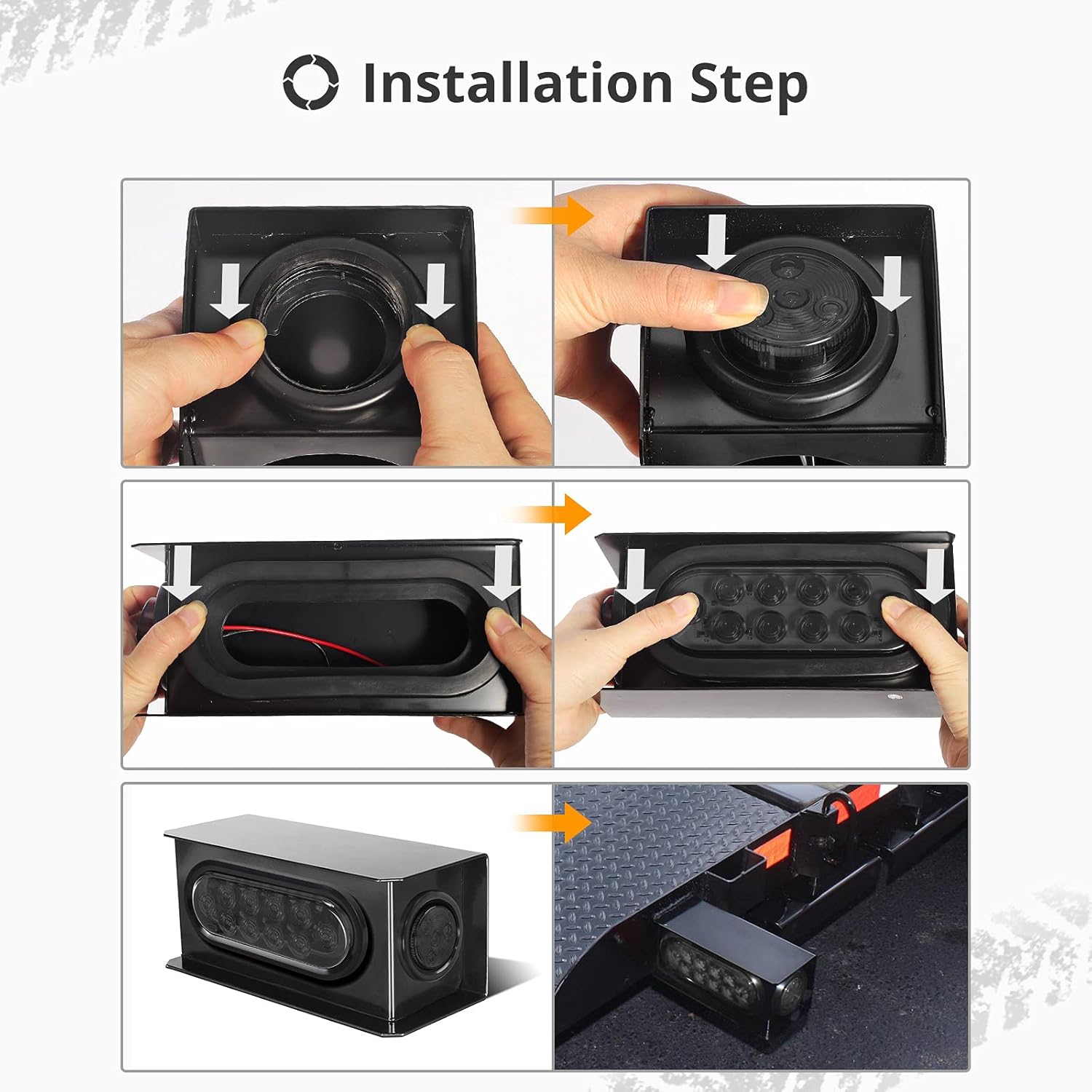 Partsam 2Pcs Steel Trailer Light Boxes Housing Kit, 6" Oval Red 10 LED Trailer Tail Lights Smoke Lens & 2" LED Smoked Black Red Round Side Lights 4LED w/Grommets and wire connectors