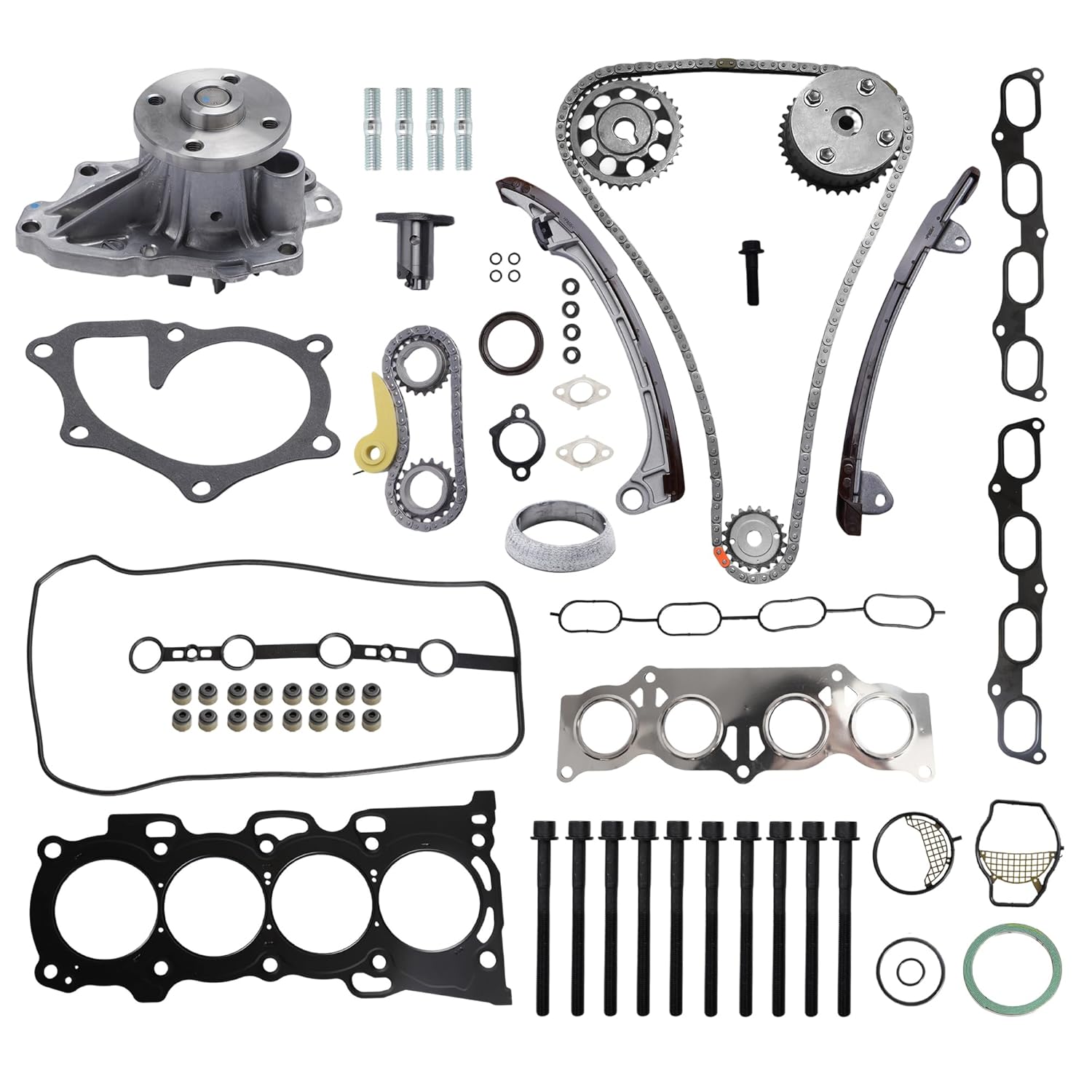 Head Gasket Bolts Set+Timing Chain Kit+Water Pump for xB 11,for Toyota Matrix/Corolla 09,for RAV4 04-08,for Highlander 06-07,for Camry 07-09 2.4L L4 OE#HS26323PT ES72249-2 CTKTO44 AW9414