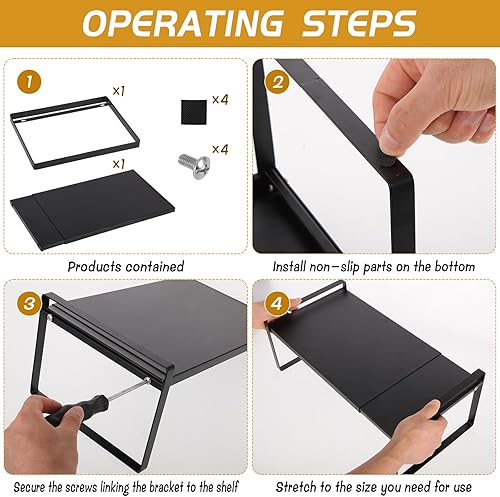 Miniatura 7 de Encimera para lavadora y secadora con estante retráctil y alfombrilla de silicona, juego universal de encimera para lavadora y secadora de carga