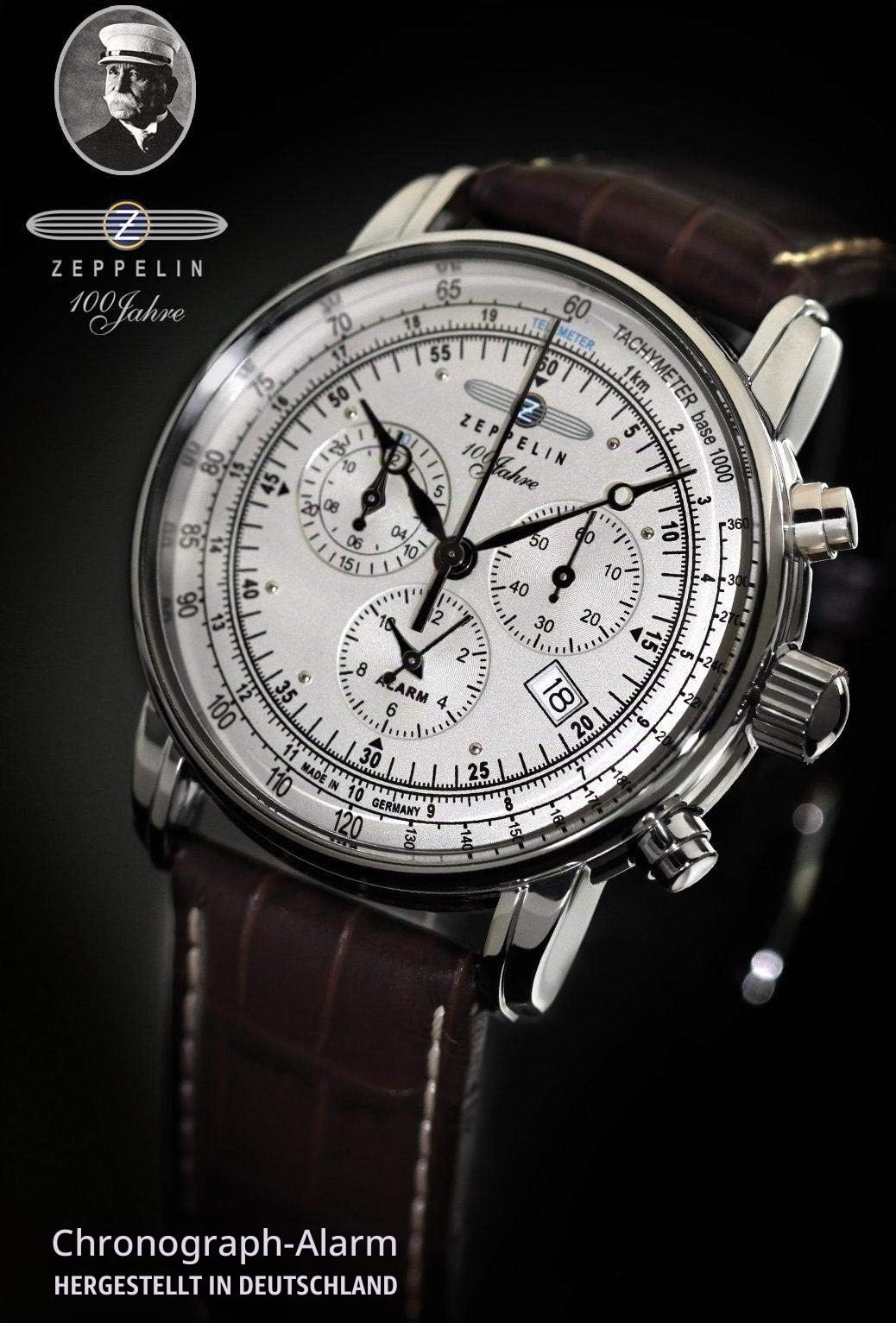 Zeppelin 100 Years Herren Uhr analog Quarzwerk mit Leder Armband 7680-1