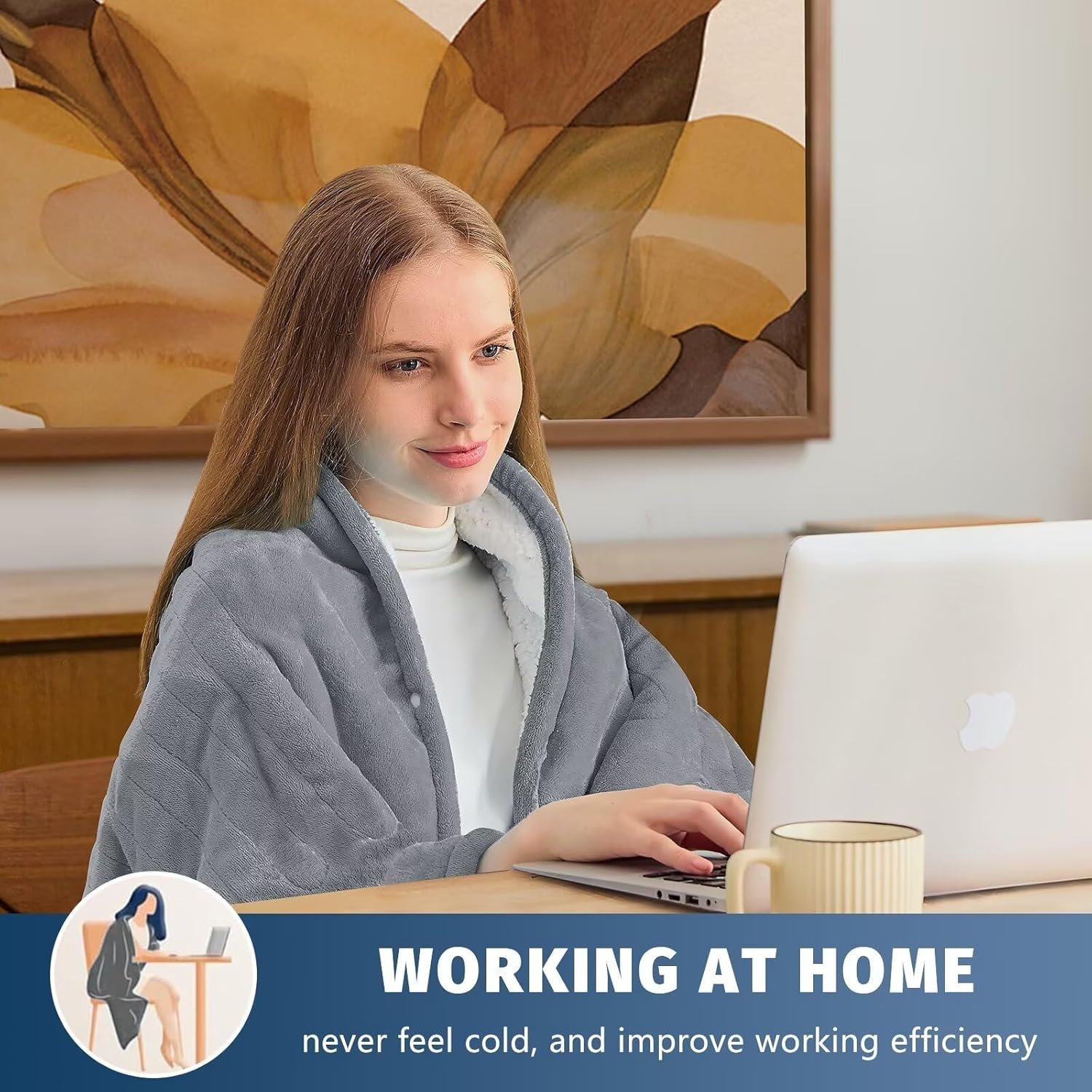 BOMOVA Heated Electric Blanket Full Size - 72" x 84" Heating Blanket with 10 Heating Levels & 8 Hours Auto Off, Warm Flannel Blanket, Christmas Birthday Gifts for Women - Image 4