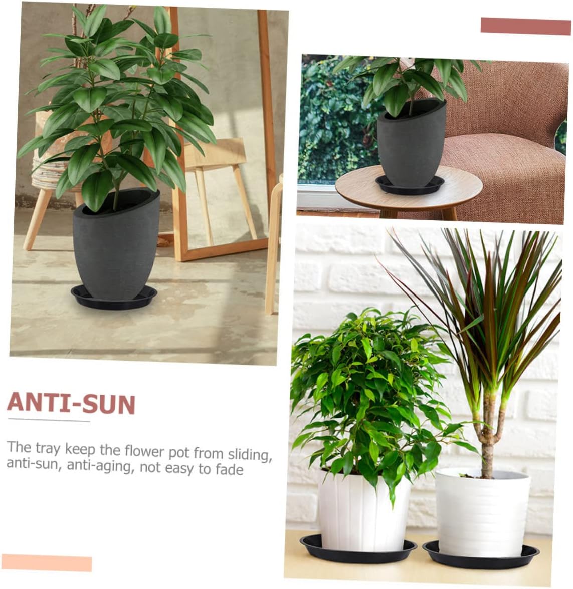 Mipcase Gardening Flowerpot Base Plant Pot Water Trays Easy Clean Bonsai Round Water Trays