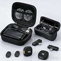 Vista 1 de BSONE Micrófono Lavalier inalámbrico para iPhone y Android, mini micrófono con clip con funda de carga, micrófonos profesionales recargables