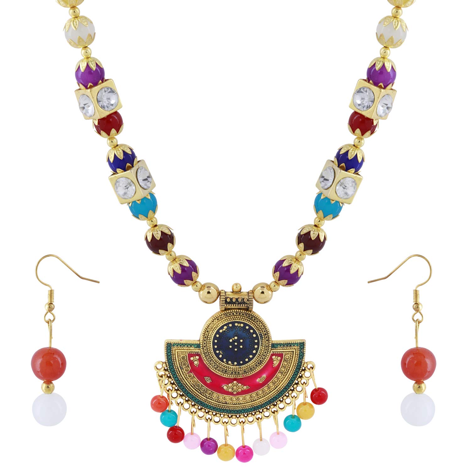 PAOLA Jewels Amazing Traditional Necklace Set Multi colour Pear Set For women Girls