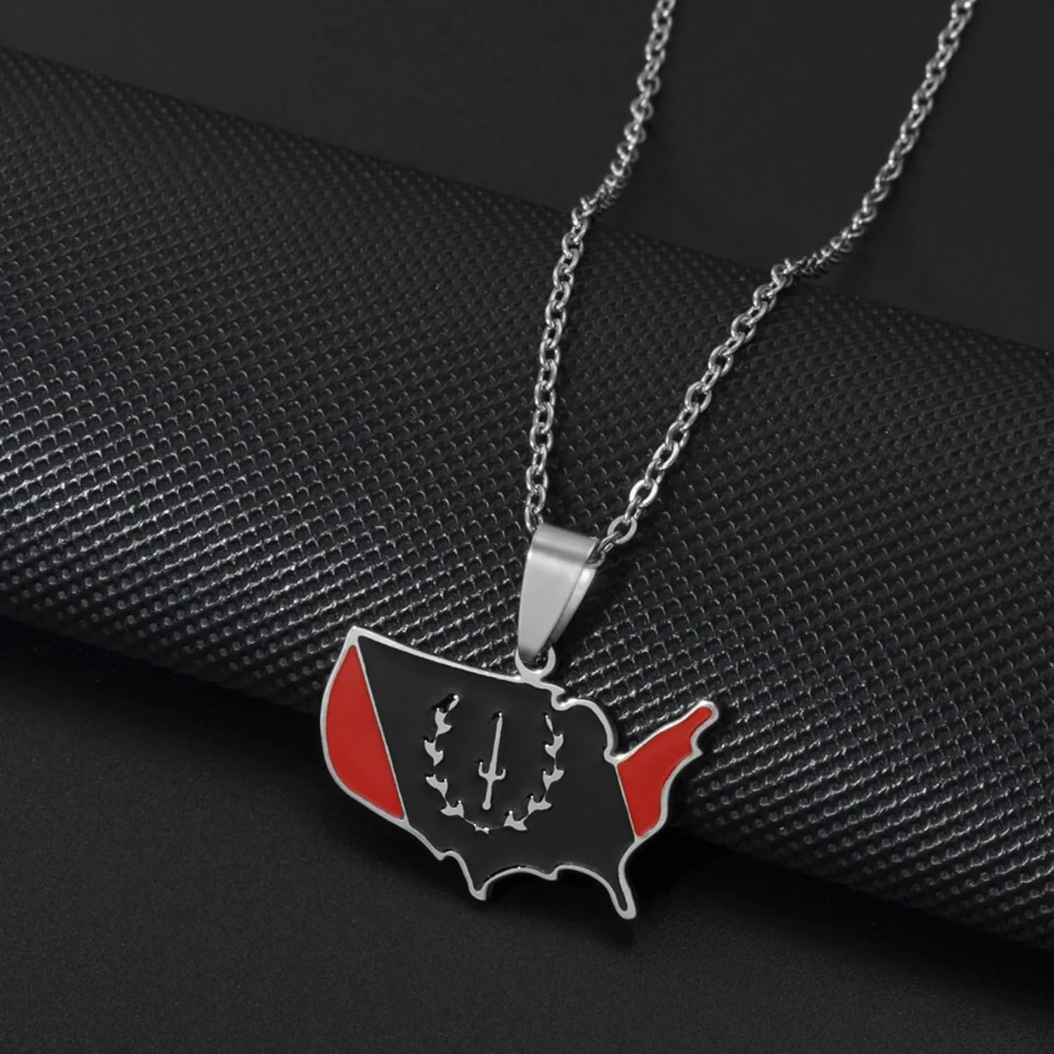 Black American Heritage Flag Necklace for Men and Women - African America Map Flag Pendant Necklaces - Black American Jewelry - African America Jewelry