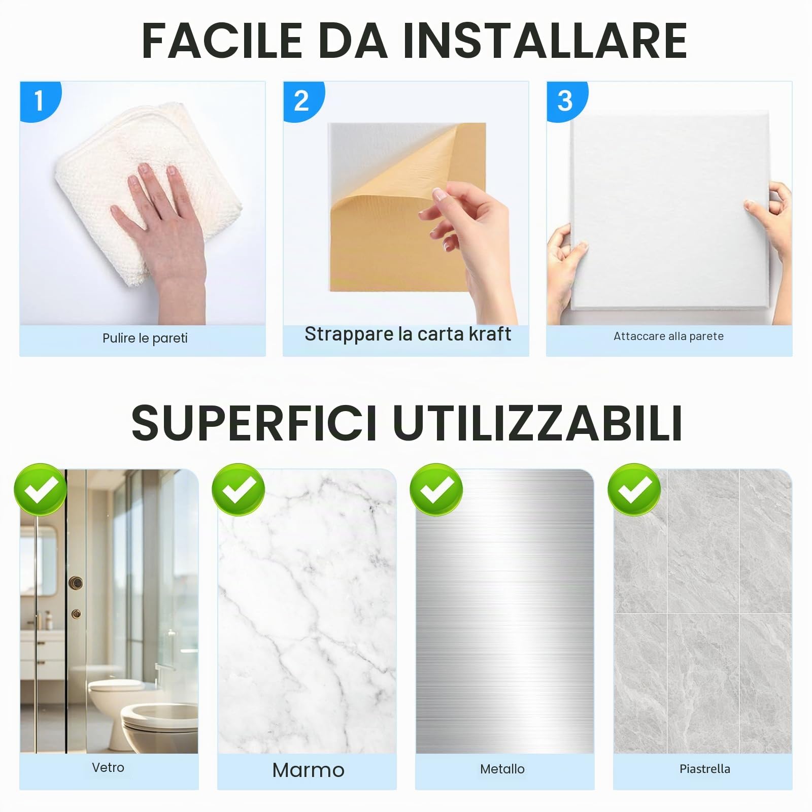 Anluoamfuy 12 Pezzi Pannelli Fonoassorbente Autoadesiva, Isolamento Acustico Fonoassorbente Ad Alta Densità, Isolamento Acustico per Soffitti e Porte Pannelli Fonoassorbenti, Insonorizzazione Stanza