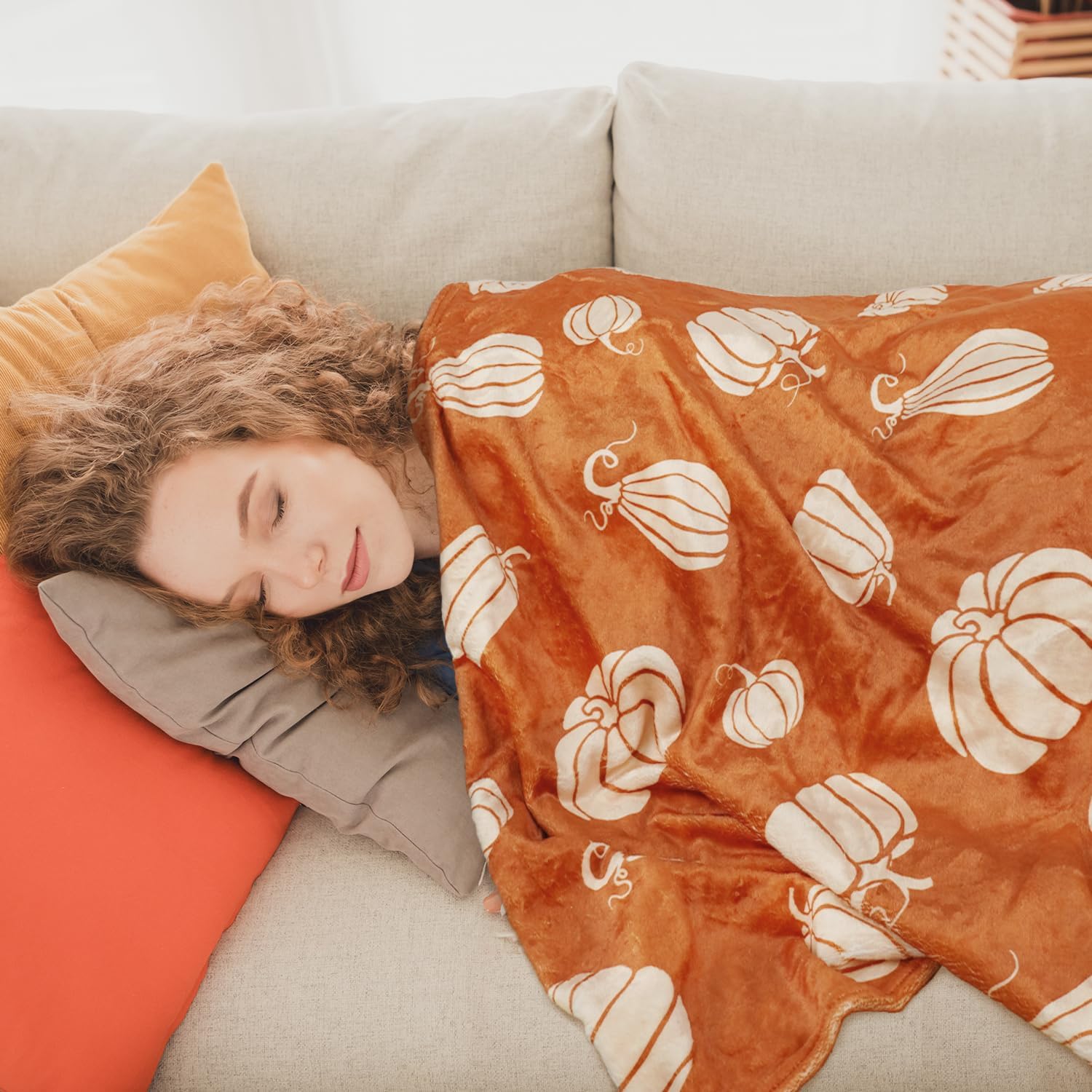 Fall Throw Blanket for Couch, Soft Cozy Autumn Pumpkin Blankets, Thanksgiving Blanket for Sofa Chair Home Decor Gift for Women Men 50"X60"