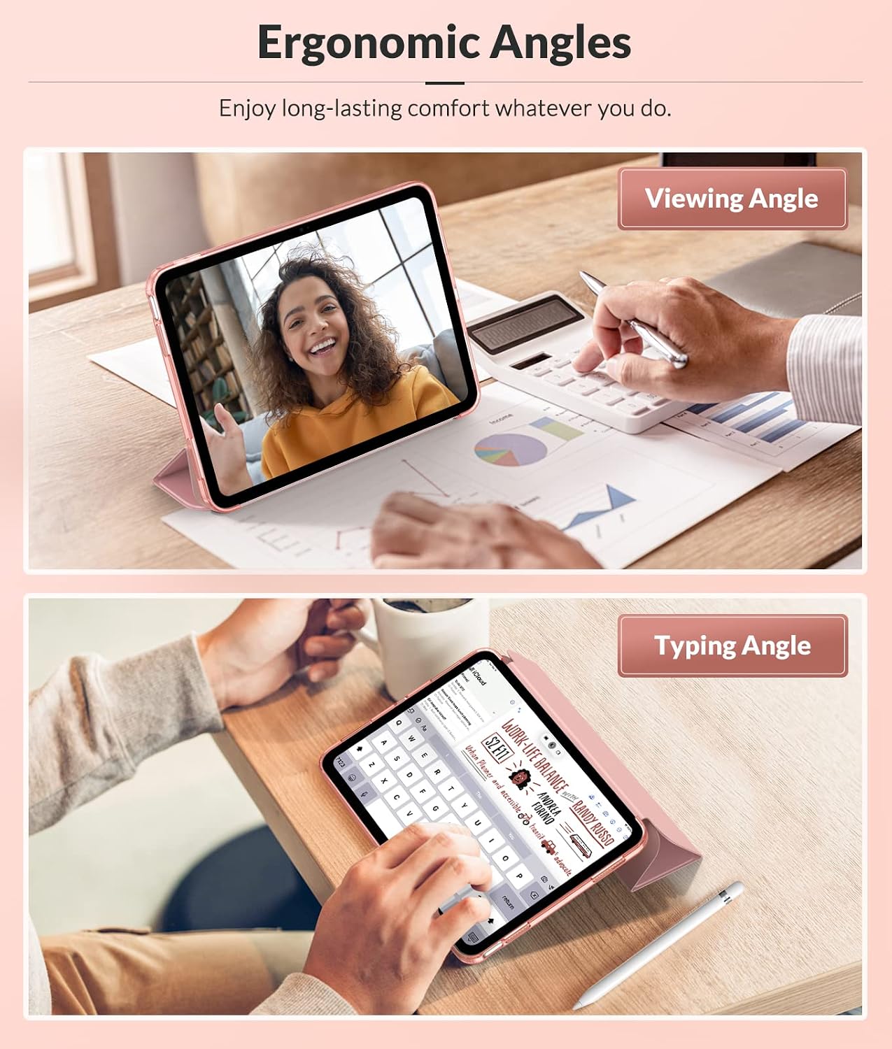 MoKo Case for New iPad (A16) 11th Generation 2025/ 10th Generation 2022, iPad 11 inch/ 10.9 inch Case with Soft TPU Translucent Frosted Back Cover, Auto Wake/Sleep, Support Touch ID, Rose Gold