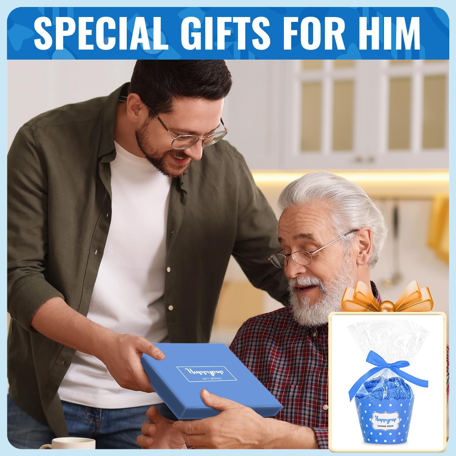 HAPPYPOP Funny Gifts for Men - Blue Socks for Son in Law Dad Uncle Brother, Gifts for Him - Image 3