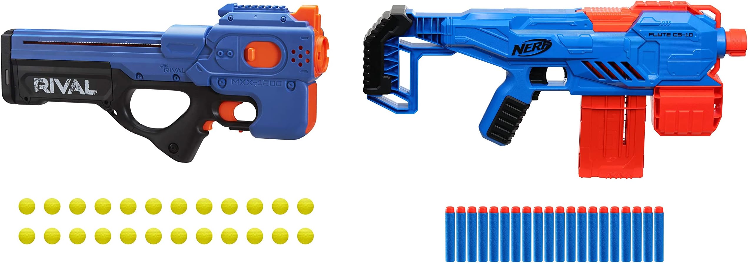 Nerf Rival Charger Mxx-1200 Motorized Blaster & Alpha Strike Flyte Cs-10 Motorised Blaster Toy Gun,Multi
