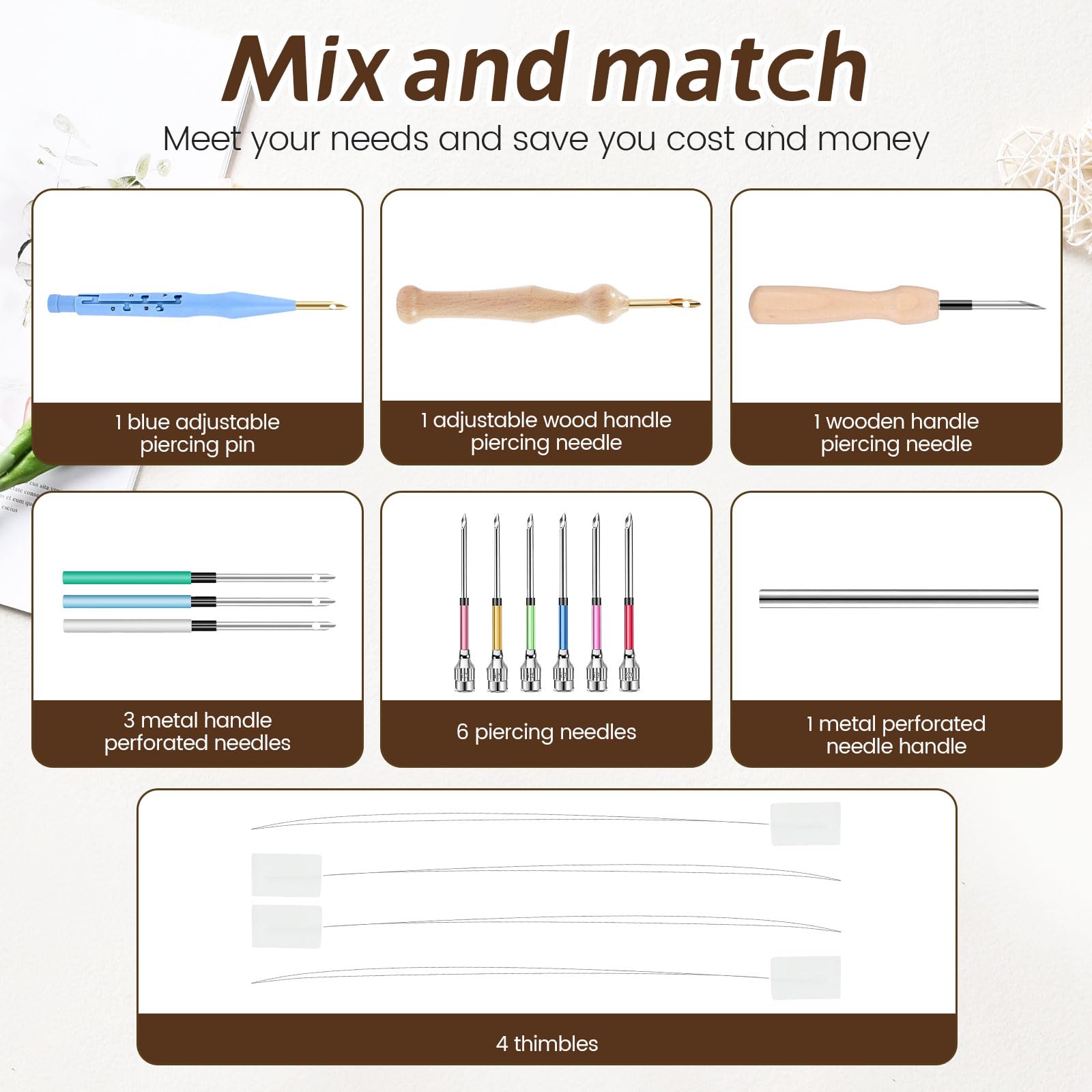 17 Pcs Adjustable Punch Needle Tool with Threader, Punch Needle Kit, Punch Needle Embroidery Kit, Wooden Handle Embroidery Pen Set, Punch Needle Starter Kit Punch Needle Supplies for Adults Beginners