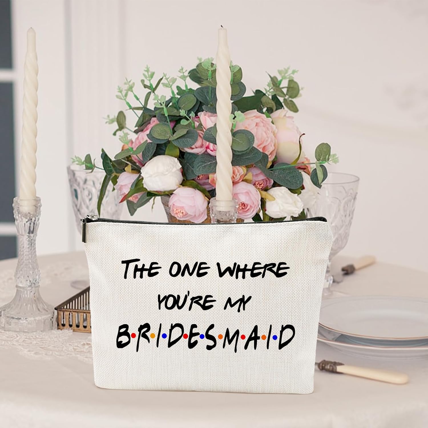 The One Where You're My Bridesmaid Bachelorette Party Wedding Gifts for Besties Friends Makeup Bag Purse Cosmetic Bag for Women - Image 3