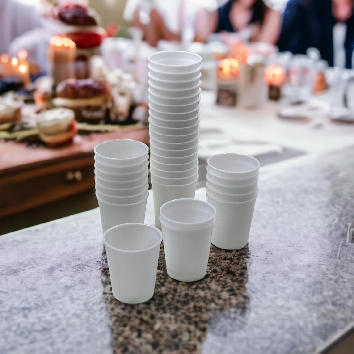 MIJOMA Vasos de chupito irrompibles de plástico resistentes, vasos de chupito Jello Shots, postres, fiestas, bodas, cumpleaños, aptos para lavavajillas, reutilizables, 29 ml (blanco, 640 unidades)