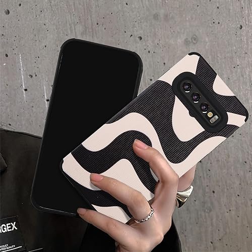 Miniatura 3 de Funda compatible con Samsung Galaxy S10, diseño de rayas de cebra para mujeres y niñas, diseño de ondas artísticas, elegante, diseño de otoño, funda