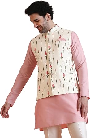 KISAH Mens Printed Jacket | Traditional Outfit for Men | Festive & Wedding Ethnic Wear | Elegant & Comfortable