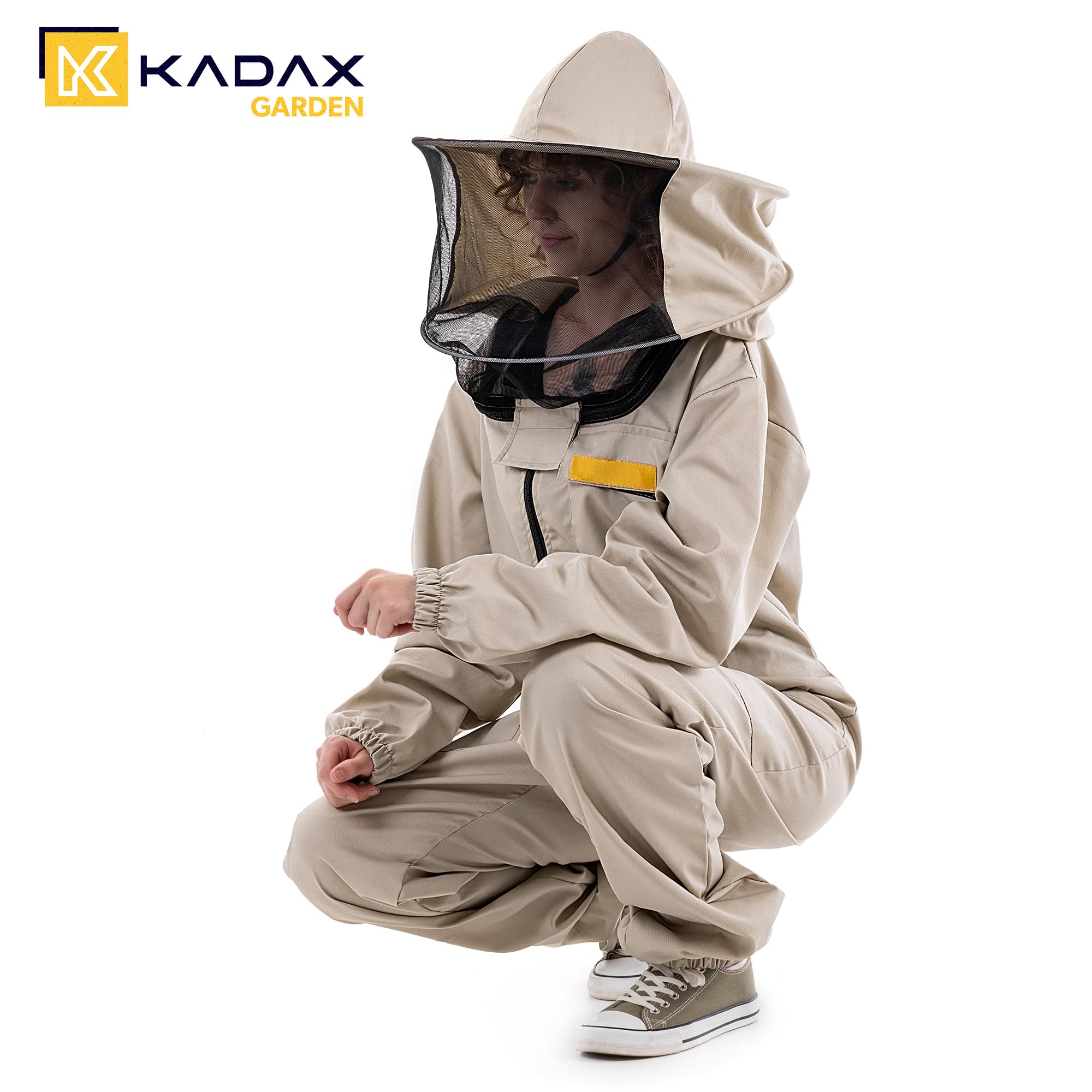 KADAX Imkeranzug mit Hut und Schleier, Größe L, Schutzanzug aus Polyester und Baumwolle, Bienenschutzanzug, Imker Anzug mit Imkerhut, Ganzkörper Schutzkleidung