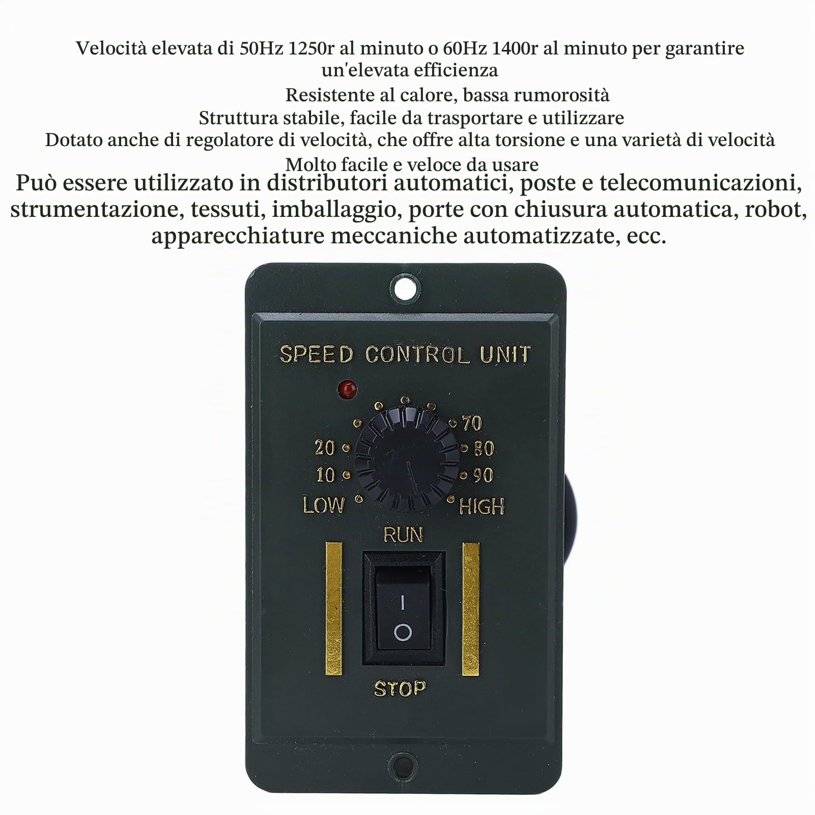Motoriduttore con Riduttore 6 W con Regolatore di velocità, Regolabile Motoriduttore Elettrico Monofase (10 a 1400 RPM)