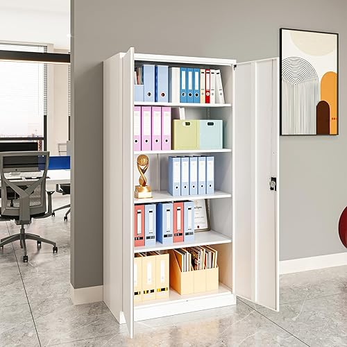 Miniatura 65 de Armario de almacenamiento de metal con ruedas, armario de almacenamiento con cerradura de 73 pulgadas con 2 estantes ajustables y 1 cajón para Negro