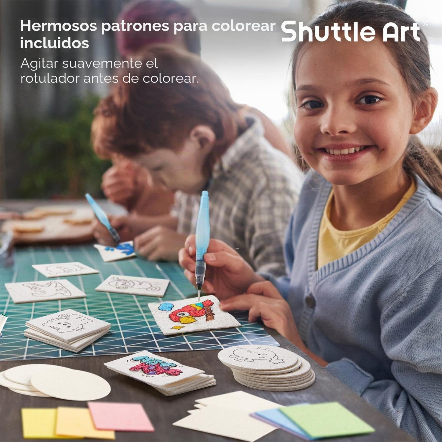 Shuttle Art Kit de pintura mágica inflable de 66 piezas, kit de pintura mágica 3D con esponja y textura con 60 hojas de papel esponja, juego de pintura para adultos, niños 6-12, artistas, kit de
