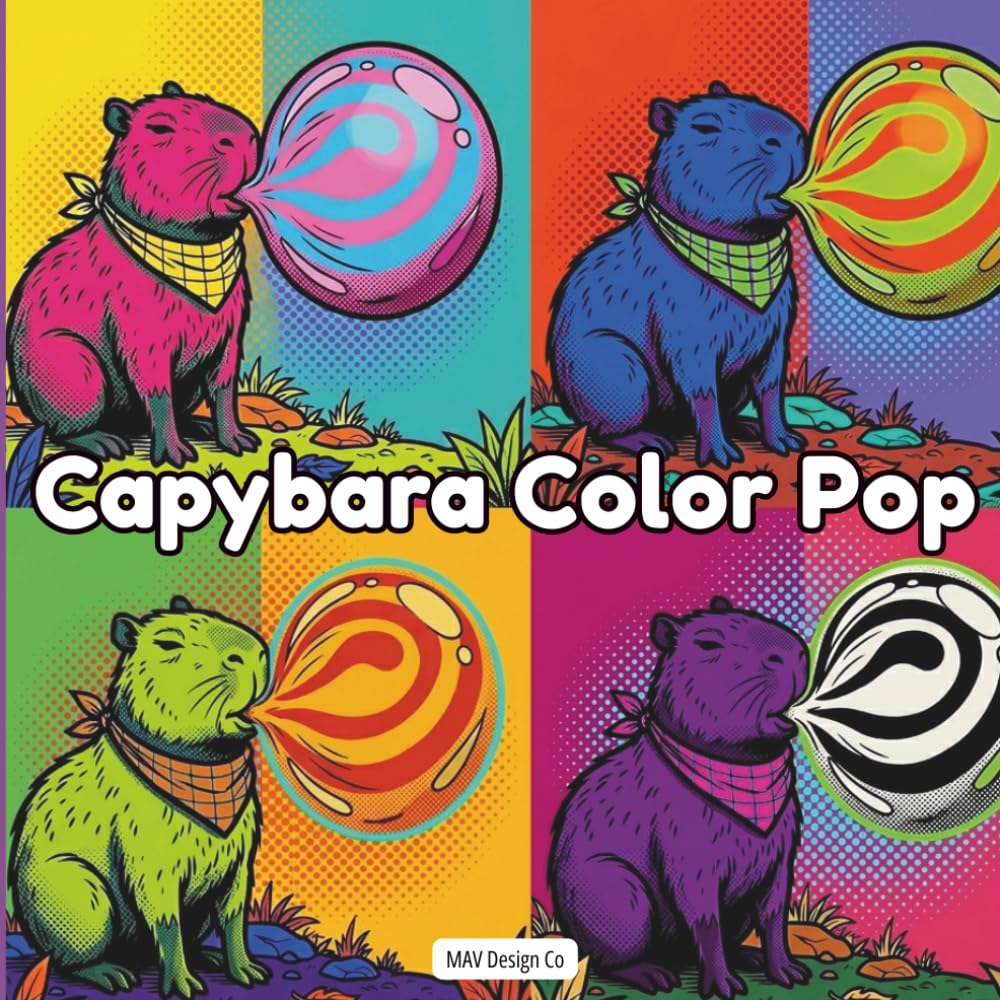 Capybara Color Pop: A Bold & Easy Pop Art Coloring Book: Fun, Funky Capybara Designs with Retro Vibes, Color Block Backgrounds & Playful Patterns | Part of the Capybara Pop Art Adventures Series