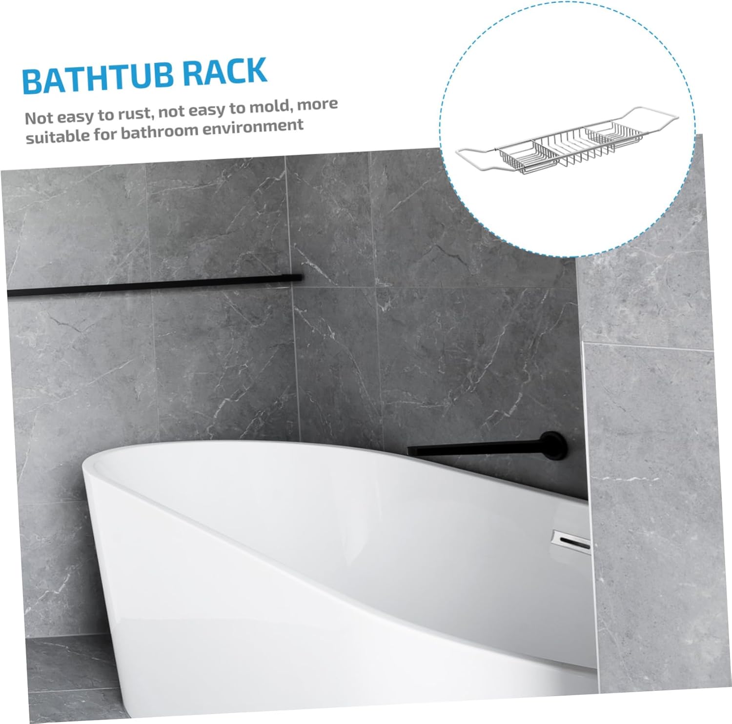 Stainless Steel Telescopic Bathtub Rack Slip Bath Tray for Phone Soap Towel Home Bathing Organizer Compatible with Bathtubs