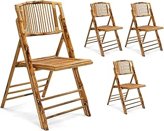 Bonnlo Bamboo Folding Chairs 1/2/4 Pack Foldable Dining Wood Chairs for Outdoor Indoor Garden Patio Lawn Porch Wedding Party Event