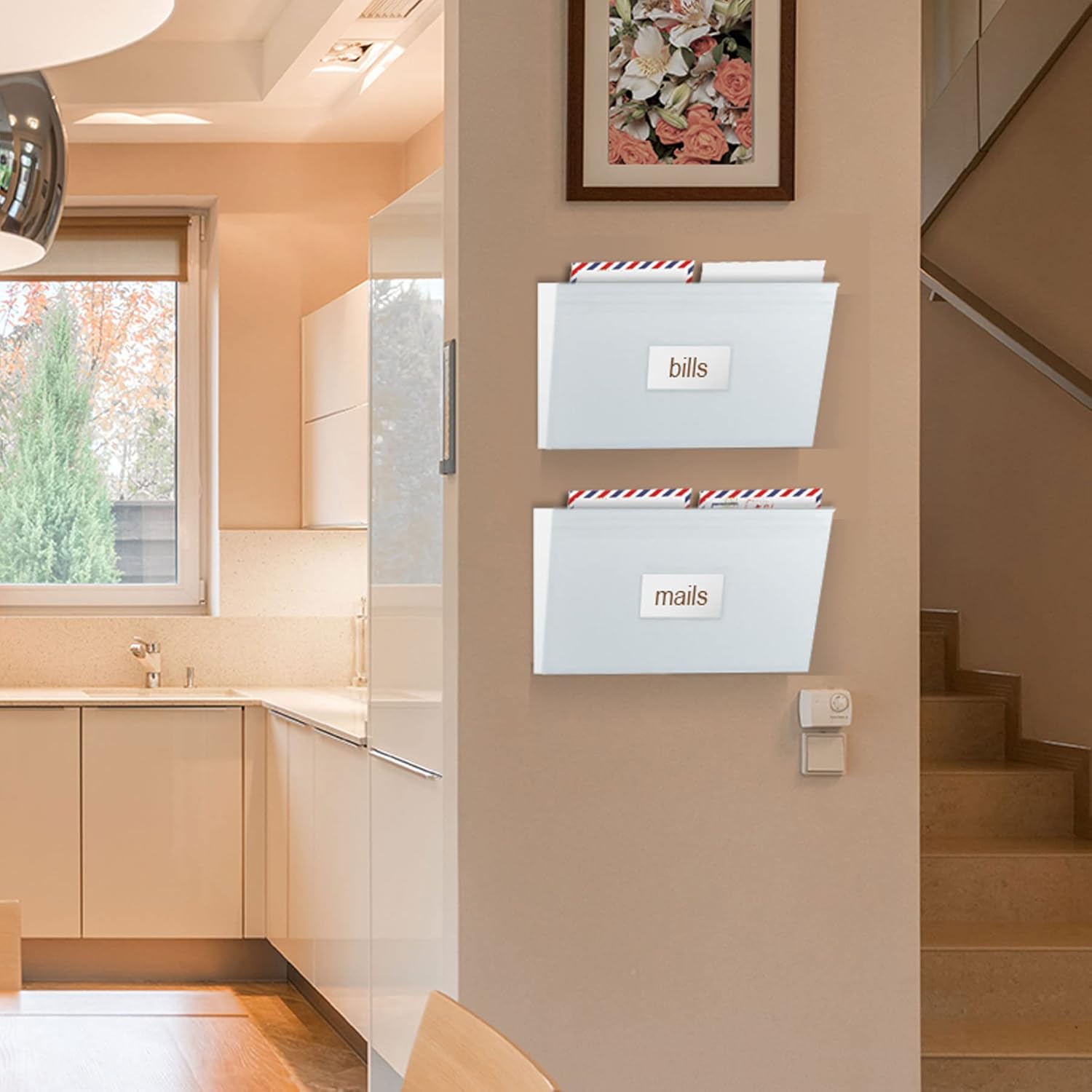 Acrimet 2 Pockets Wall Mount File Holder Organizer Letter Size, White Color (Hangers Included) : Office Products