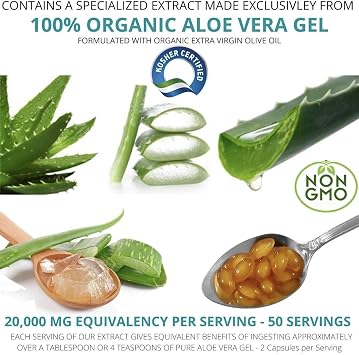Aloe Vera Supplement - Made with Organic Aloe Vera 100 Softgels