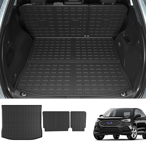 powoq Tapete de maletero compatible con Ford Edge 2015-2024, protector de respaldo de asiento de TPE (solo para 5 plazas) Reemplazo para accesorios