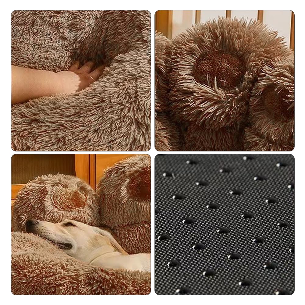 سرير للكلاب والقطط، سرير قابل للغسل، سرير من القطيفة للكلاب الكبيرة والمتوسطة والصغيرة من سومكايل (كبير، 90 سم)