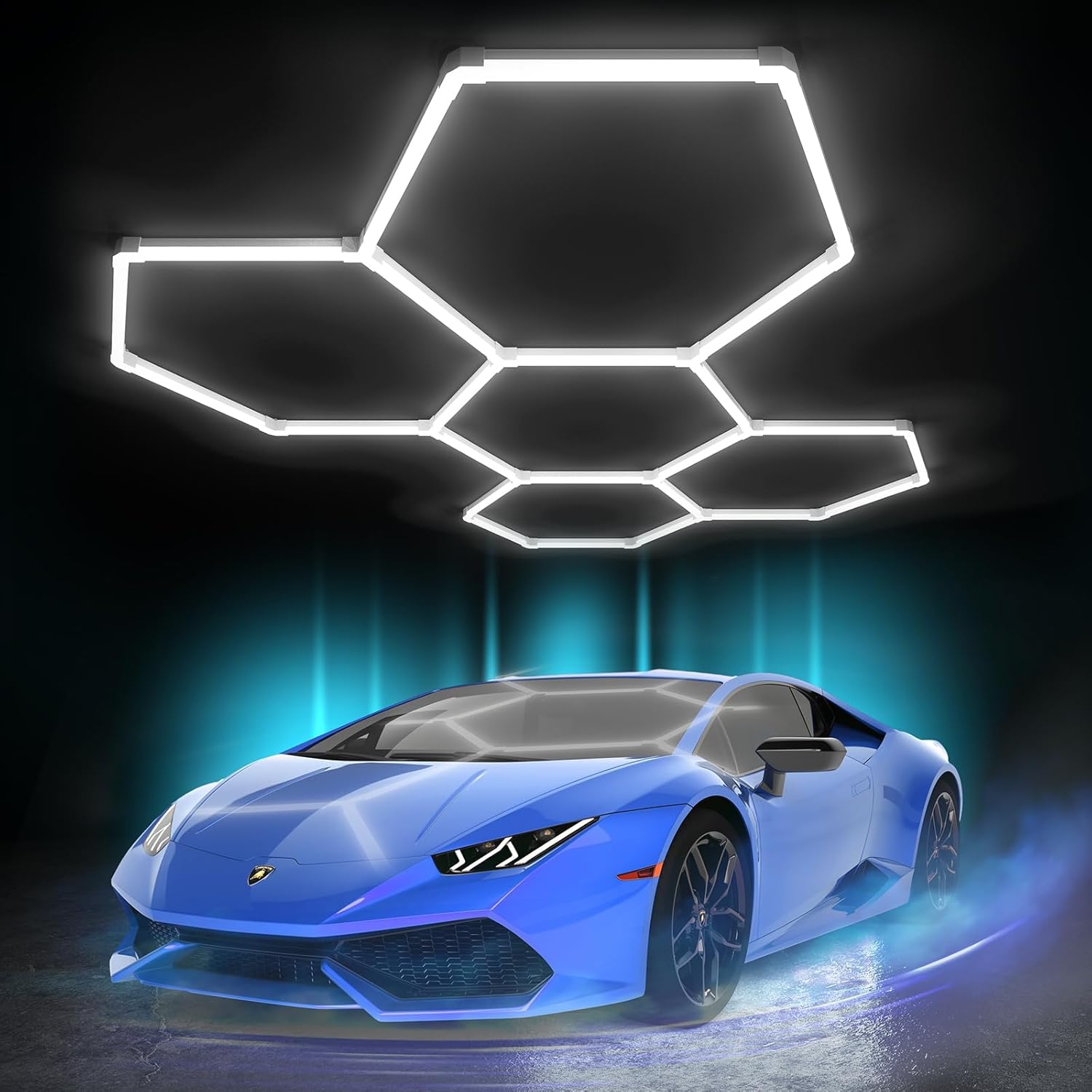 Hexagon Garage Lights: 168W 25 Pack 5 Grids LED Garage Lights – Easy Install 6500K Super Bright Honeycomb Light for Workshop Warehouse Car Detailing Shop Exhibition Hall Gym